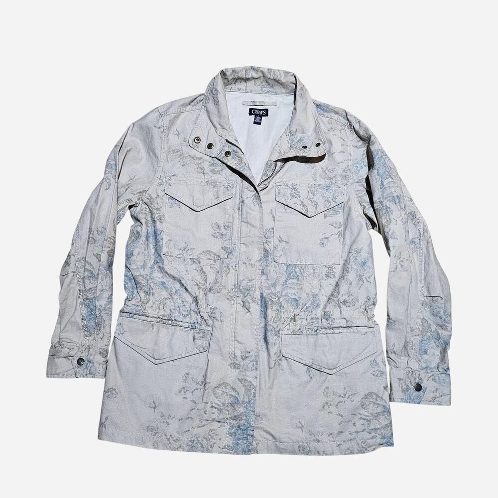 vintage cottagecore boho blue toile floral barn coat chore jacket